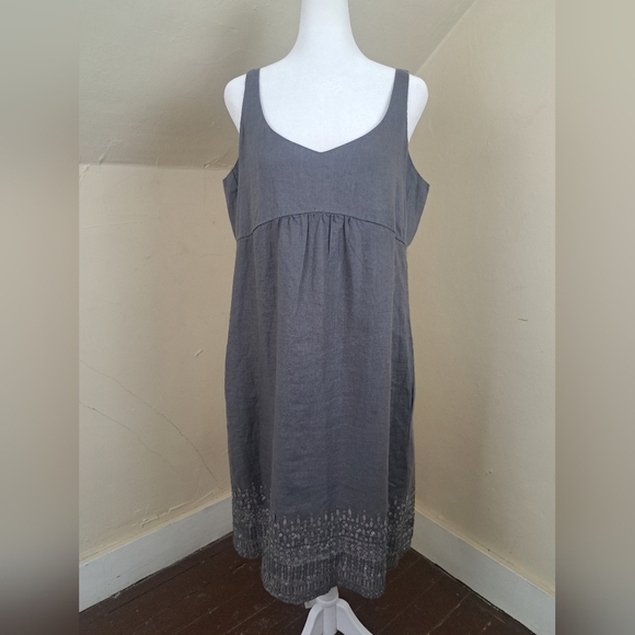 Eileen Fisher Organic Linen Gray Sequin Tank Dress Size 10 - Picture 3 of 15